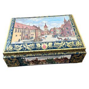 Large Vintage E. Otto Schmidt Cookie Tin Made in Germany